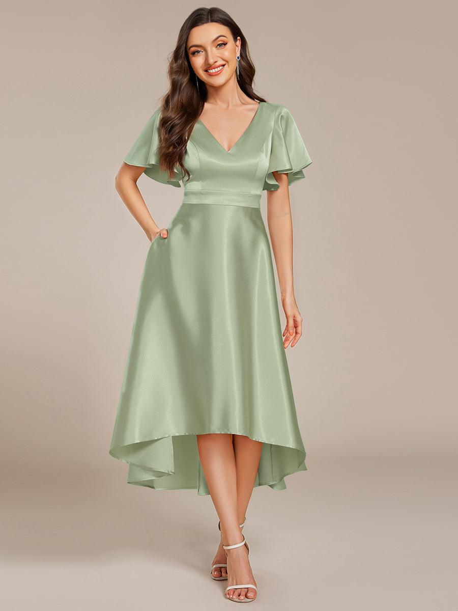 Robe d'invité tong colorée à ourlet haut et bas #Couleur_Menthe Verte
