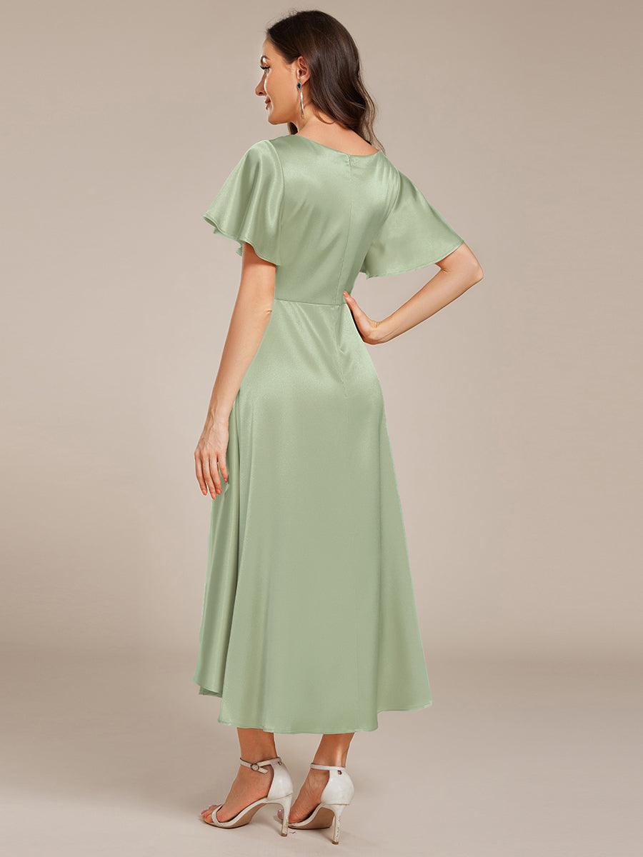 Robe d'invité tong colorée à ourlet haut et bas #Couleur_Menthe Verte