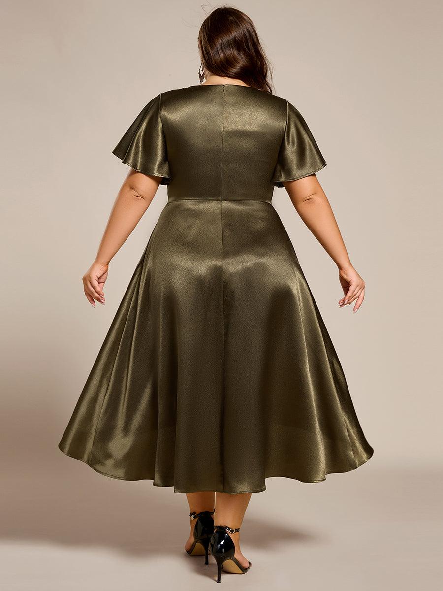 Robe d'invité tong colorée à ourlet haut et bas #Couleur_ #Couleur_Vert Olive