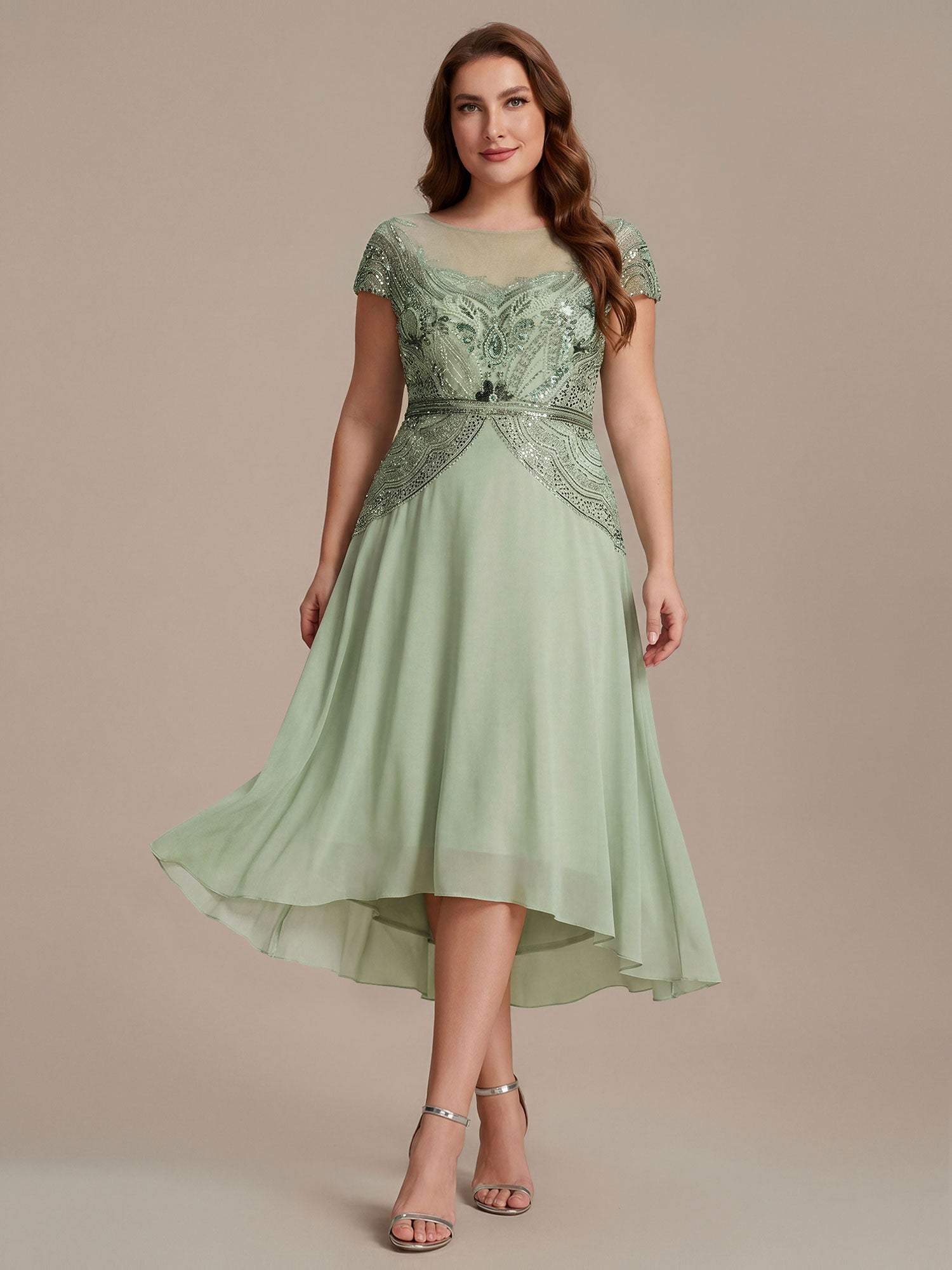 robe maxi sans manches à sequins avec patchwork #Couleur_Menthe Verte
