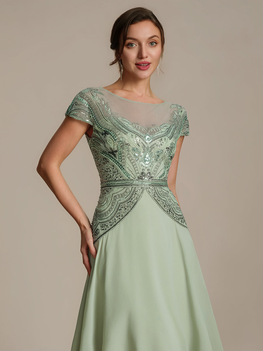 robe maxi sans manches à sequins avec patchwork #Couleur_Menthe Verte