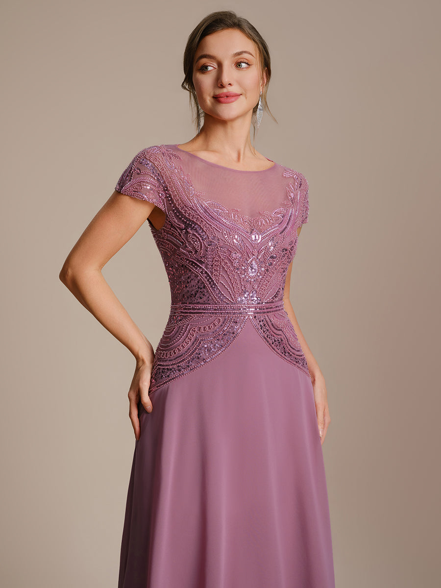 robe maxi sans manches à sequins avec patchwork #Couleur_Orchidee