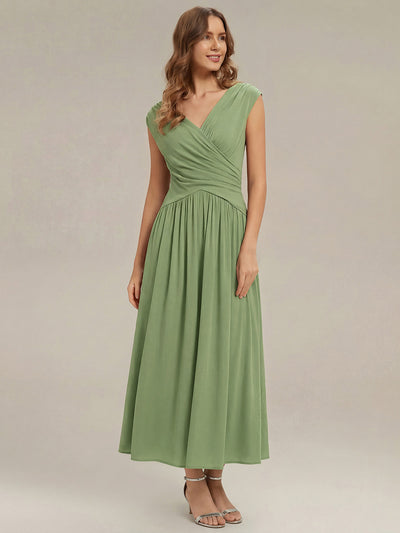 Robe maxi à décolleté en V en jersey extensible avec pois froncés