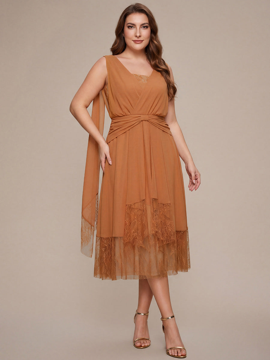 Robe midi sans manches en V non ¨¦lastique avec fermeture ¨¦clair sur le c?t¨¦ #Couleur_Pourpre