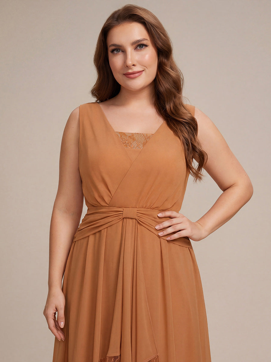 Robe midi sans manches en V non ¨¦lastique avec fermeture ¨¦clair sur le c?t¨¦ #Couleur_Pourpre