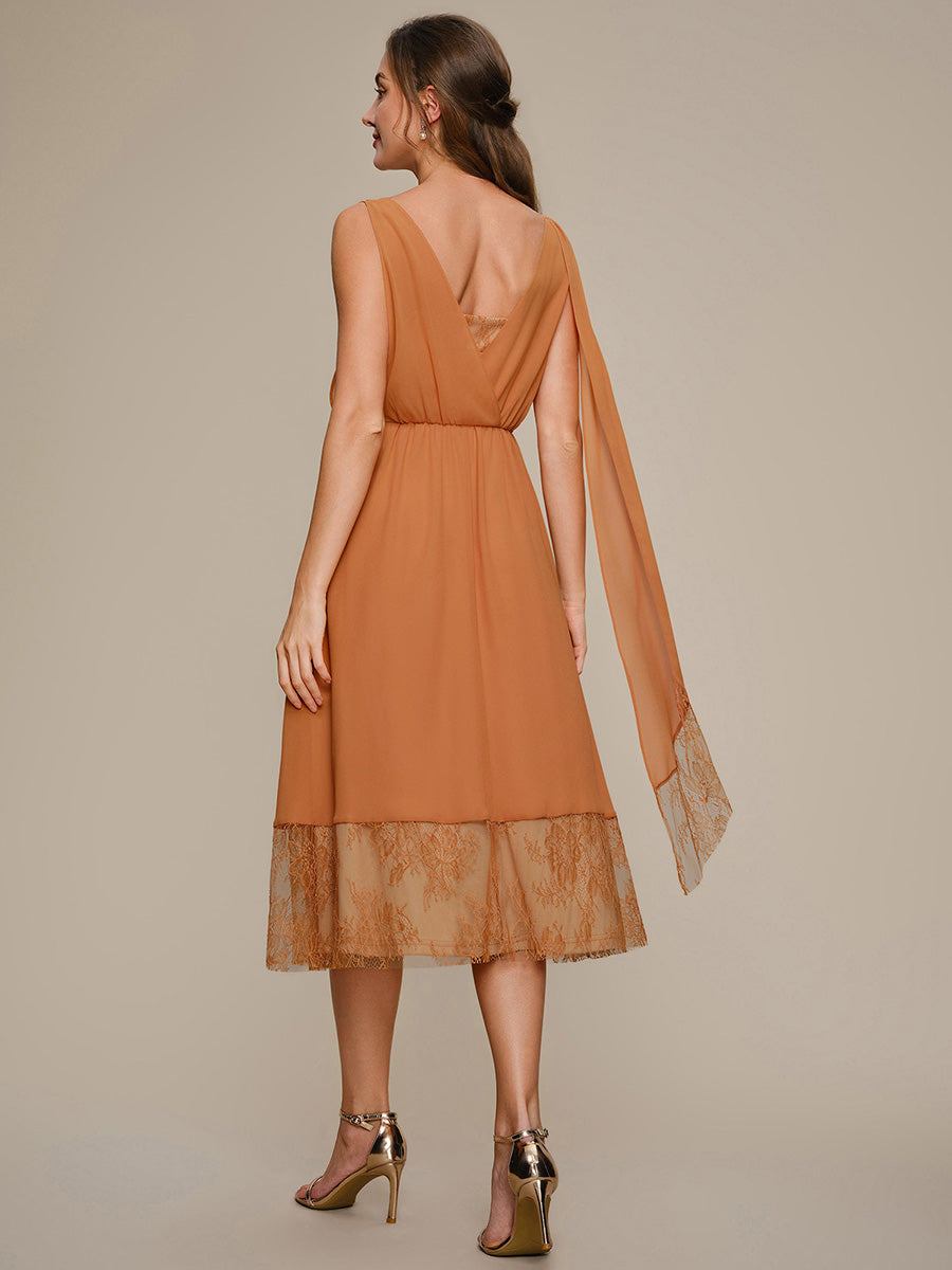 Robe midi sans manches en V non ¨¦lastique avec fermeture ¨¦clair sur le c?t¨¦ #Couleur_Pourpre