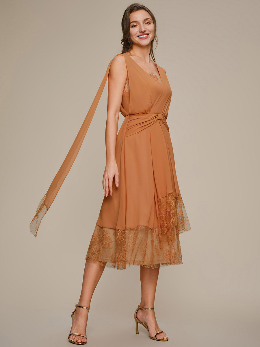 Robe midi sans manches en V non ¨¦lastique avec fermeture ¨¦clair sur le c?t¨¦ #Couleur_Pourpre