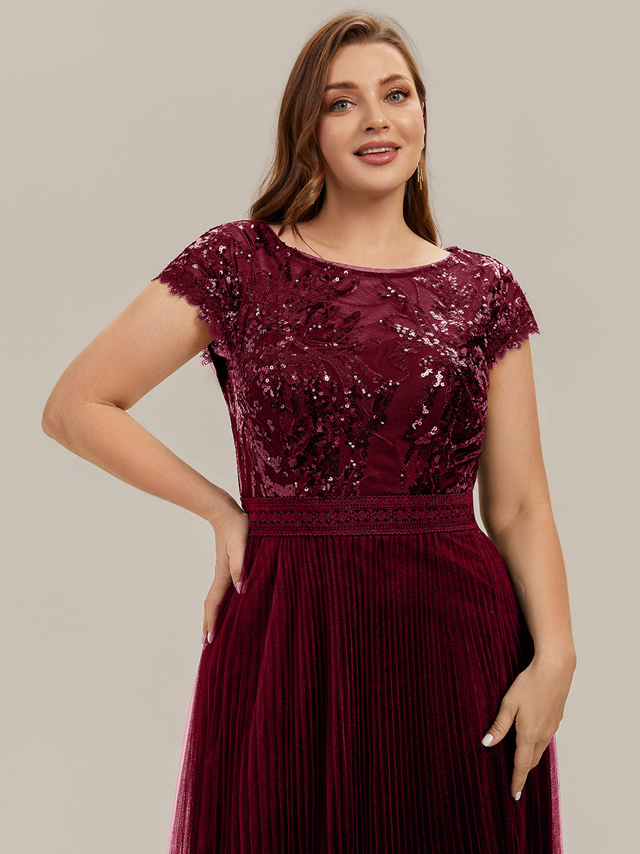robe midi sans manches à sequins col rond en A #Couleur_Bordeaux