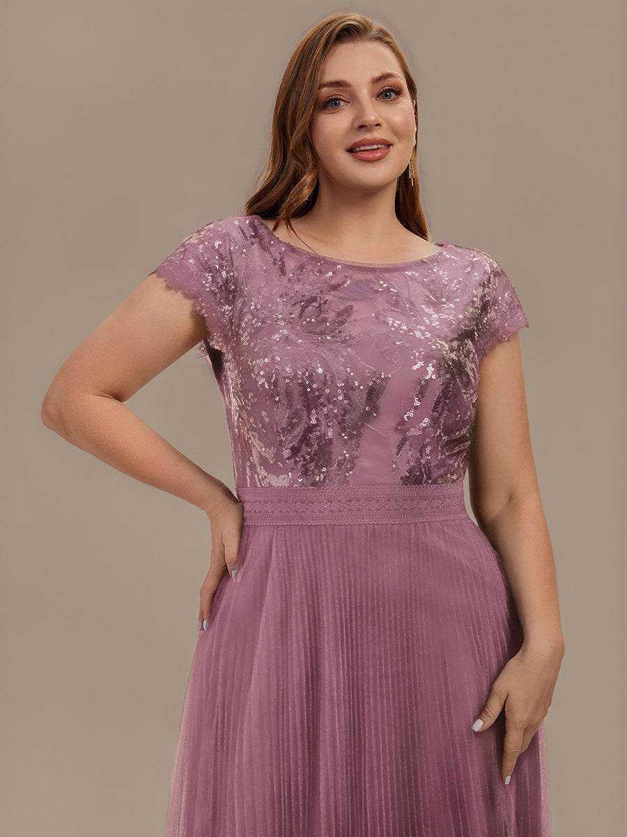 robe midi sans manches à sequins col rond en A #Couleur_Orchidee
