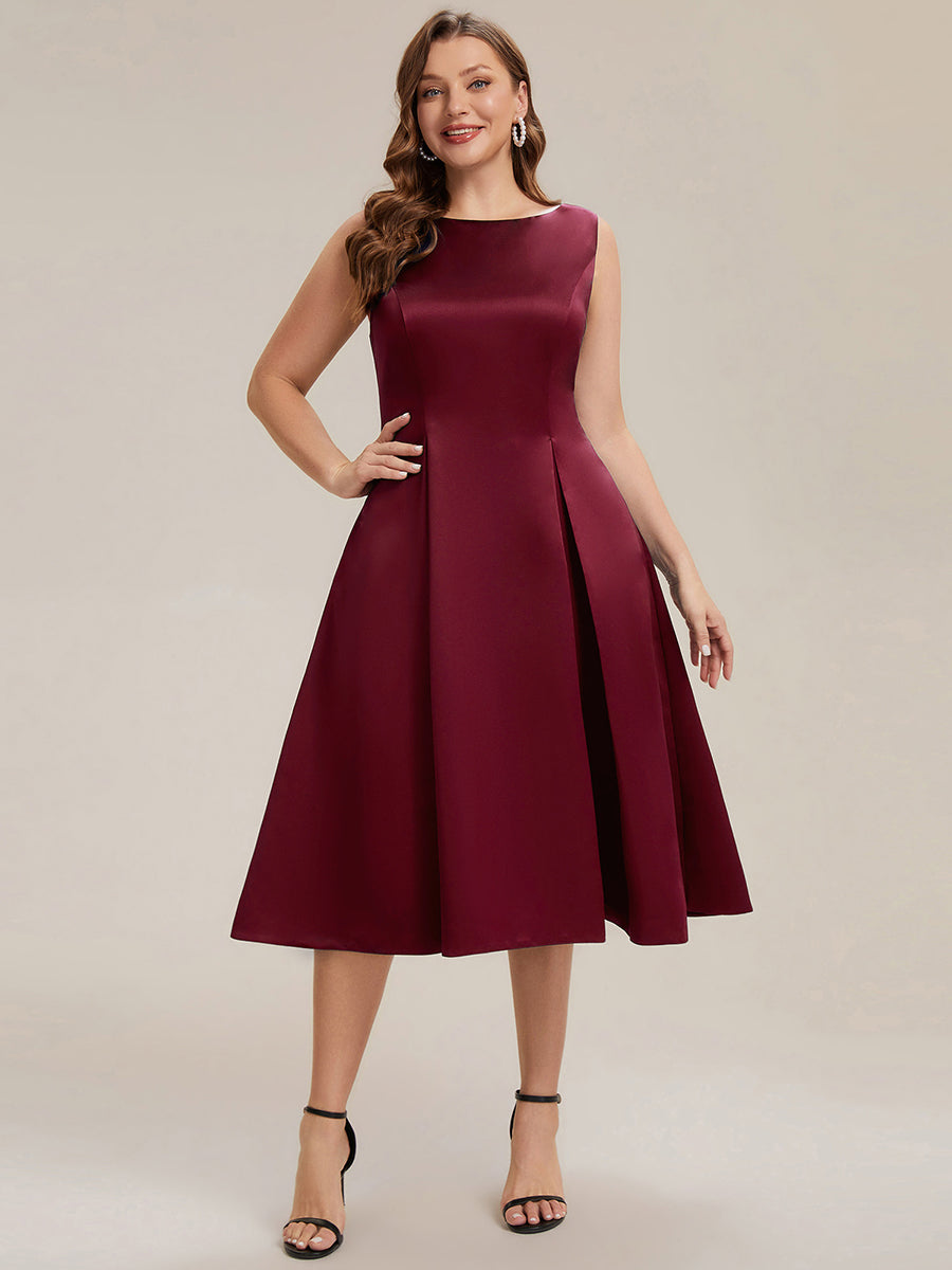 Robe midi longueur ballerine sans bretelles à encolure bateau avec poche #Couleur_Bordeaux