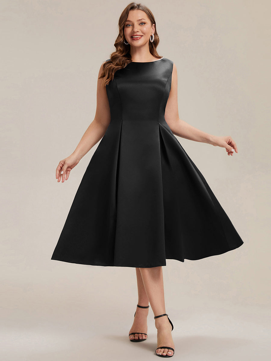 Robe midi longueur ballerine sans bretelles à encolure bateau avec poche #Couleur_Noir
