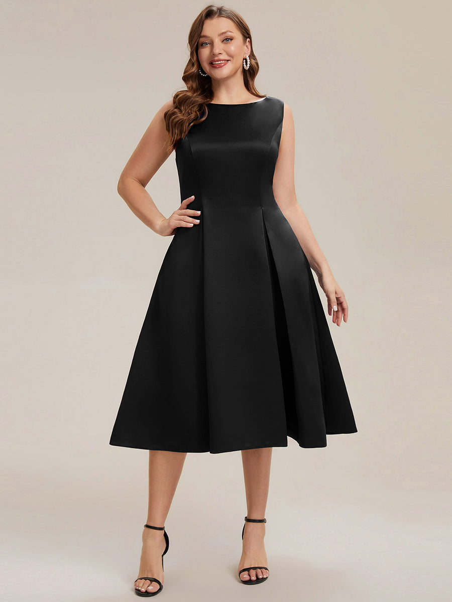 Robe midi longueur ballerine sans bretelles à encolure bateau avec poche #Couleur_Noir