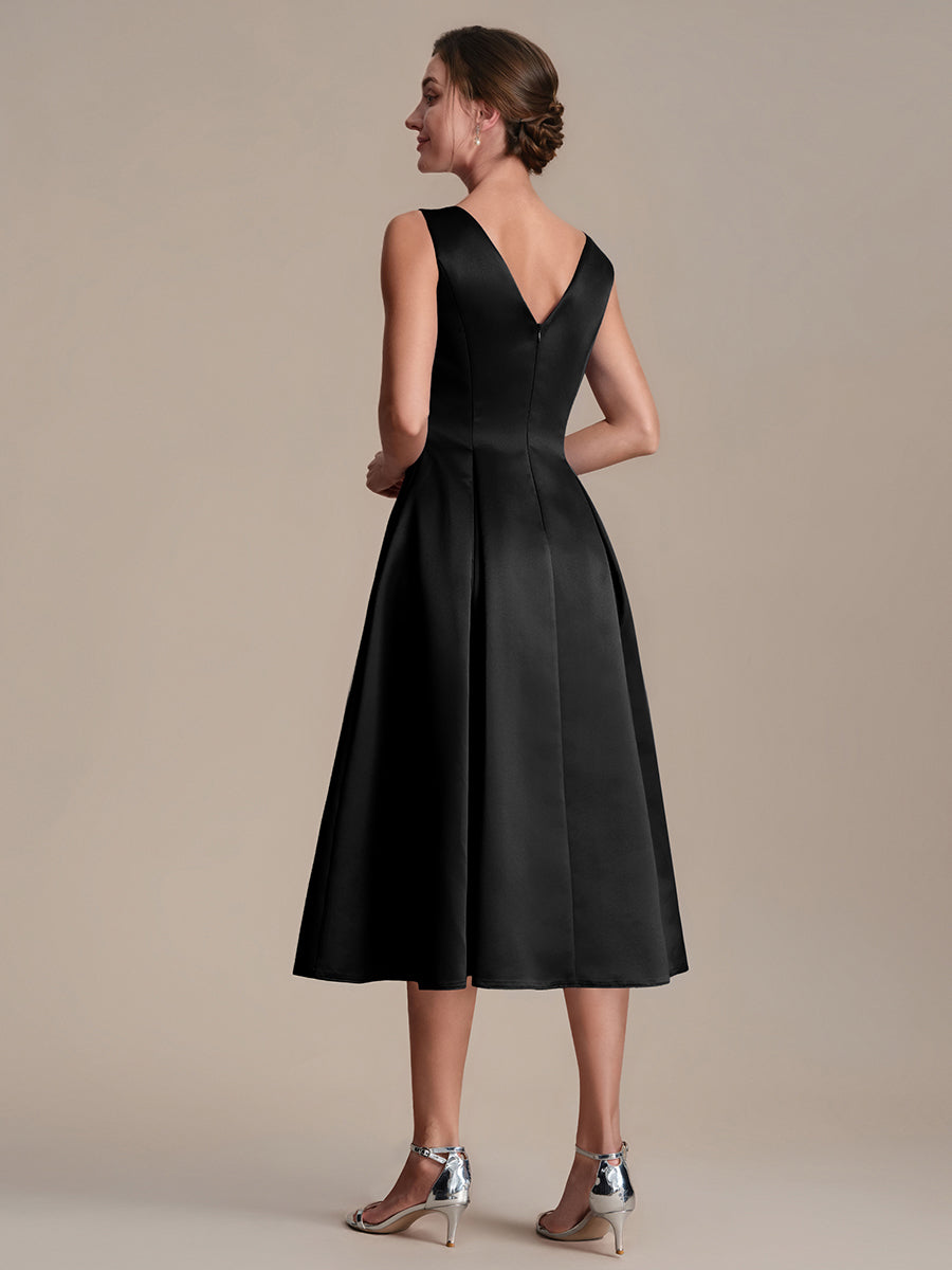 Robe midi longueur ballerine sans bretelles à encolure bateau avec poche #Couleur_Noir