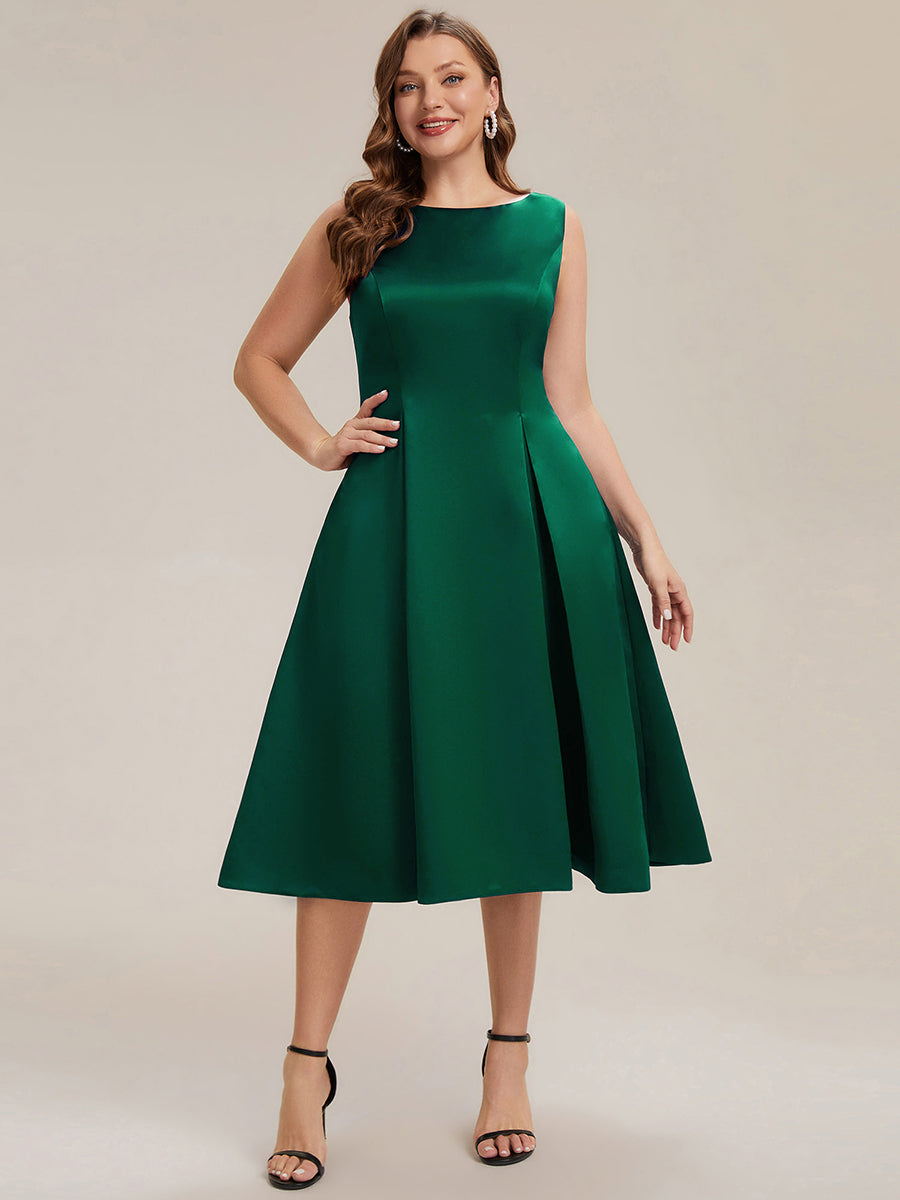 Robe midi longueur ballerine sans bretelles à encolure bateau avec poche #Couleur_Vert Fonce