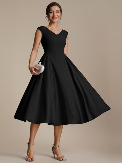 Robe midi sans manches à encolure en V extensible