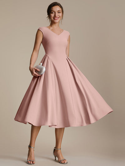 Robe midi sans manches à encolure en V extensible