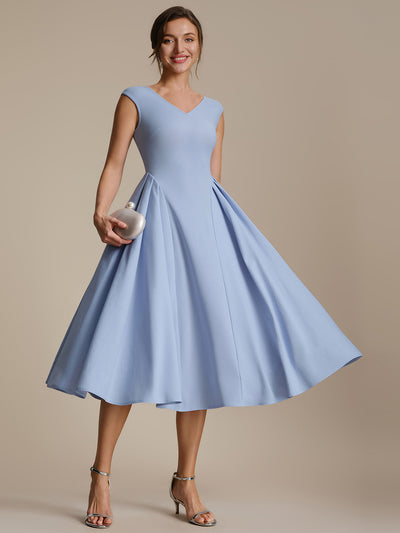Robe midi sans manches à encolure en V extensible