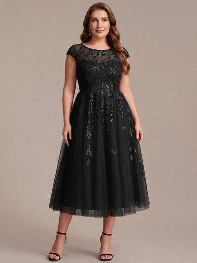 Robe invitée mariage grande taille à paillettes coupe trapèze