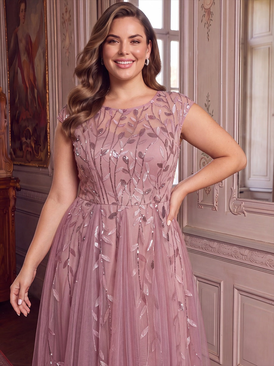 Robe midi évasée à manches courtes en patchwork transparent #Couleur_Orchidee