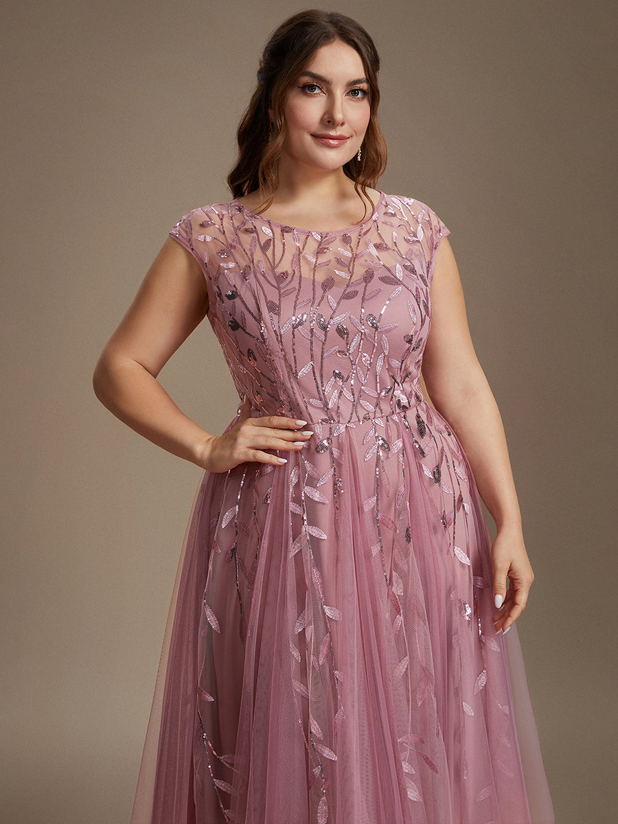 Robe midi évasée à manches courtes en patchwork transparent #Couleur_Orchidee