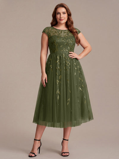 Robe invitée mariage grande taille à paillettes coupe trapèze