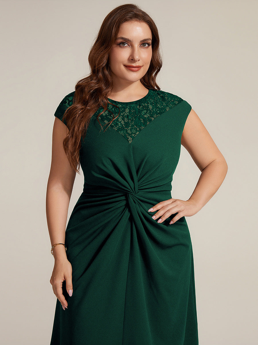 Robe A-Line ¨¤ sequins avec manches courtes et d¨¦tails transparents col rond et ourlet asym¨¦trique #Couleur_Vert Fonce