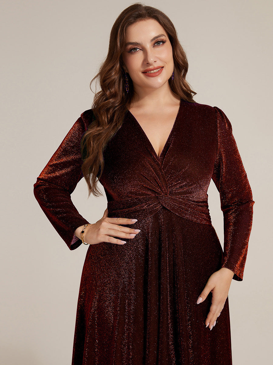 Robe longueur th¨¦ ¨¤ manches longues col crois¨¦ tr¨¨s extensible avec fermeture ¨¦clair au dos et d¨¦tail de n?ud #Couleur_Bordeaux