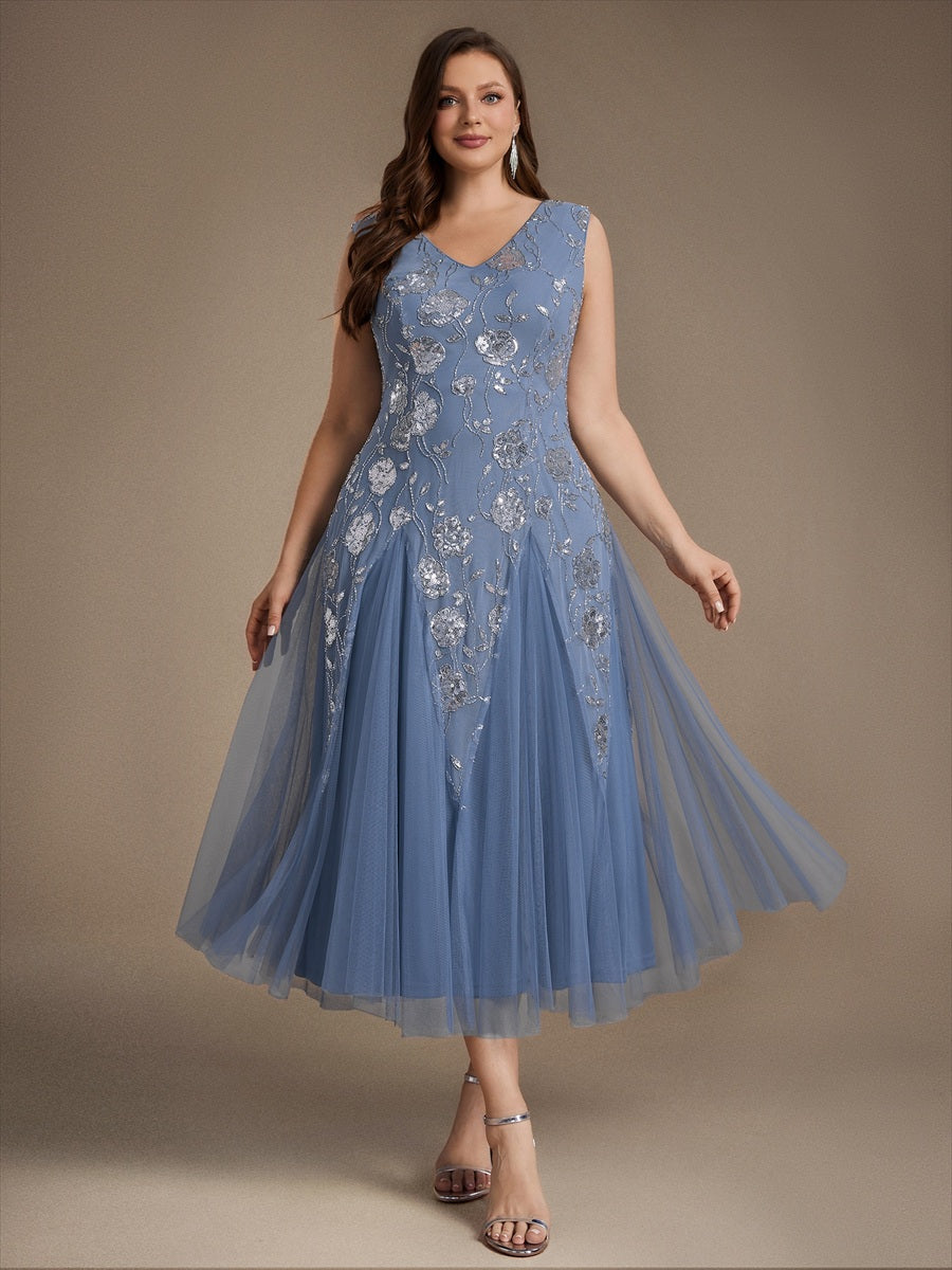 Sequins Col V Sans manches,. Non extensible robe mariage invitée #Couleur_Marine Fume