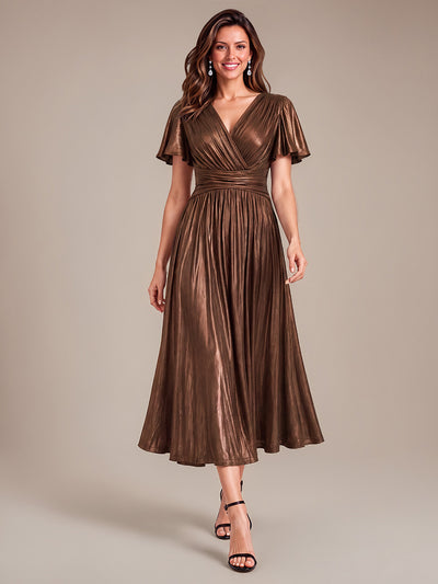 Robe midi en jersey à manches volantées pour invitée de mariage