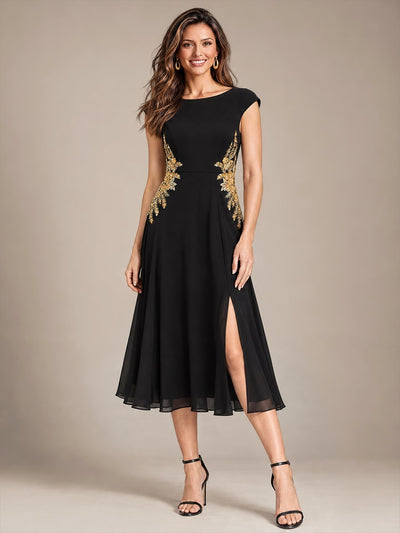 Robe midi d’invitée de mariage à taille ornée