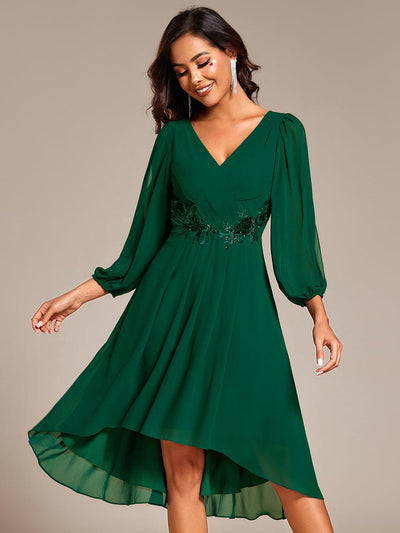 ever AELINA|Robe d'invitée de mariage en mousseline de soie à manches longues et taille trapèze(Vente finale)