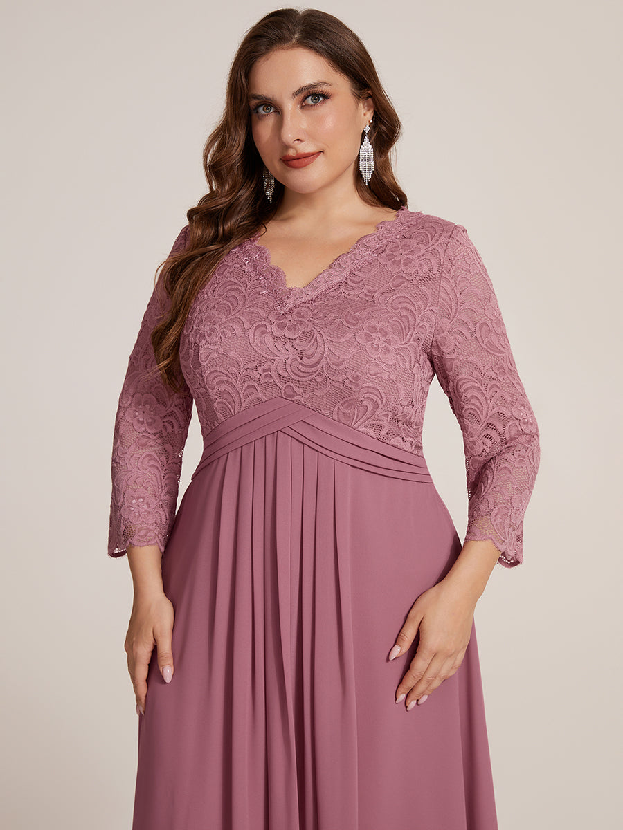 robe midi bodycon à manches trois quarts et décolleté en V avec fermeture éclair au dos #Couleur_Orchidee