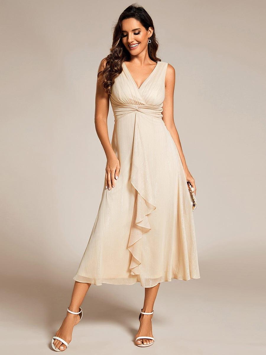 Robe d'invité de mariage scintillante sans manches avec nœud torsadé et ligne de feuille de lotus #Couleur_Charbon