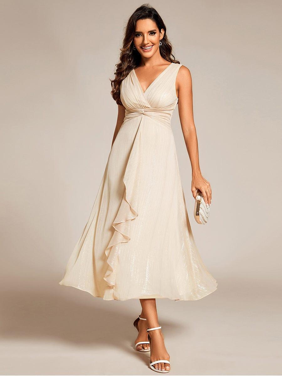 Robe d'invité de mariage scintillante sans manches avec nœud torsadé et ligne de feuille de lotus #Couleur_Charbon