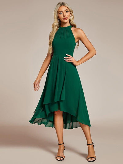 ever POSIE|Robe invitée mariage mi-longue sans manches et col licou en mousseline de soie