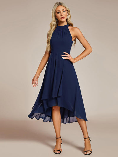 ever POSIE|Robe invitée mariage mi-longue sans manches et col licou en mousseline de soie