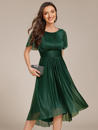 ever CLARYN|Robe d'invitée de mariage mi-longue à col rond et paillettes