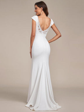 Bonnet Robe de mariée dos nu en dentelle à manches en V