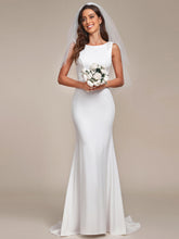 Robe de mariée moulante sirène à col haut et dos nu #Couleur_Blanc