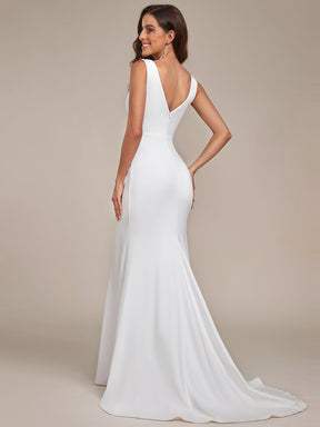 Robe de mariée moulante sirène à col haut et dos nu