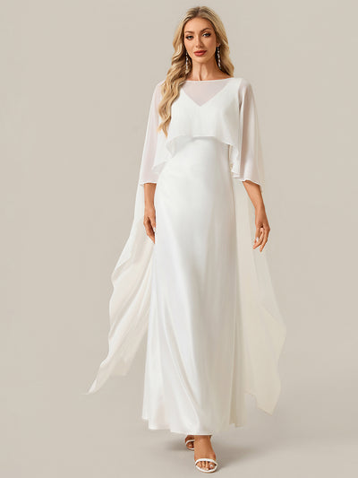 robe fourreau à manches mi-longues avec décolleté en V profond et châle robe longue