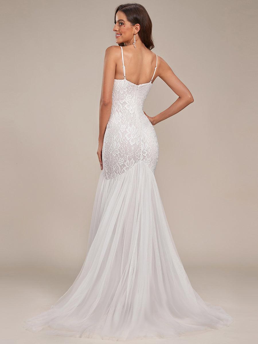 Robe de mariée sirène à bretelles spaghetti chérie #Couleur_Creme