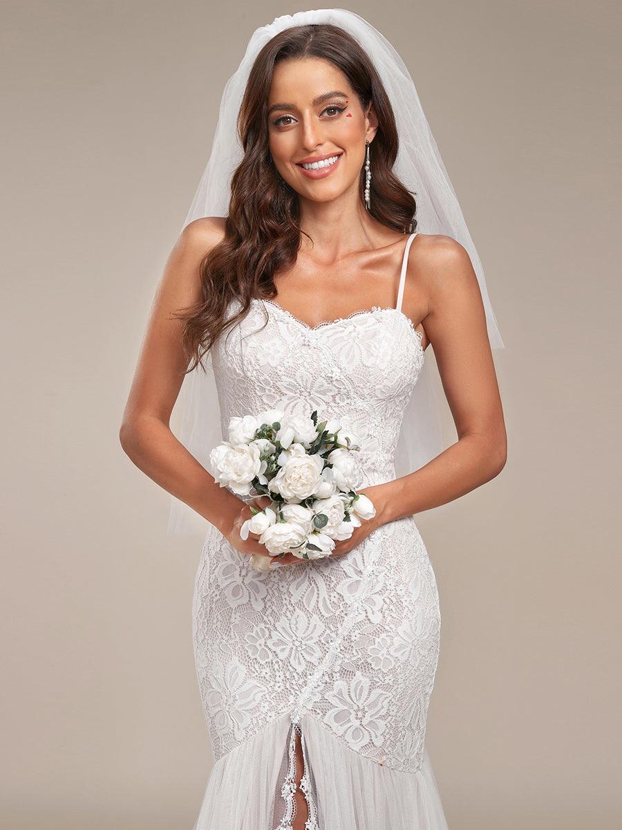 Robe de mariée sirène à bretelles spaghetti chérie