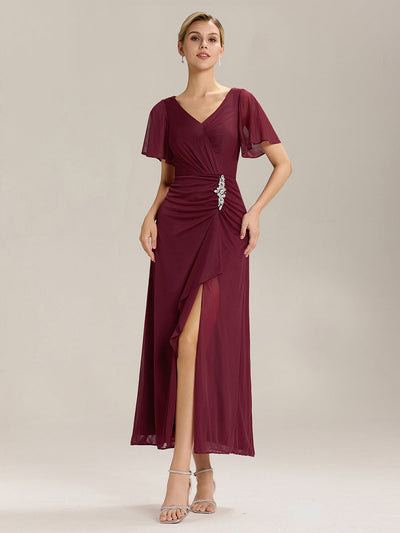 ever MARIEL|Robe de mère de la mariée en mousseline à manches volantées