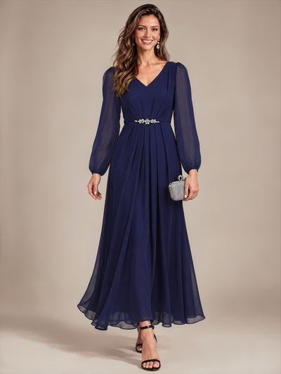 Robe de mère de la mariée en mousseline plissée