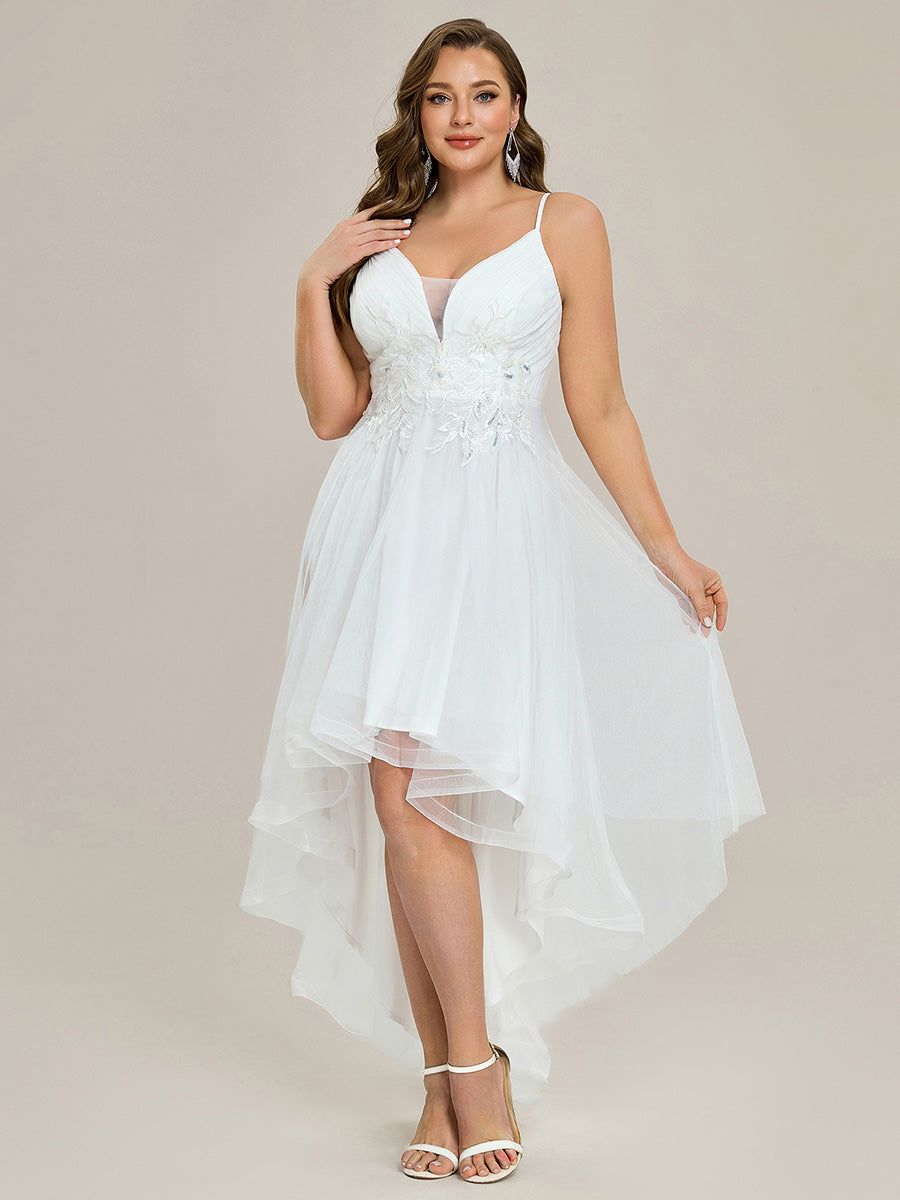 Robe de bal chic et élégante sans manches Ourlet haute basse #Couleur_Blanc