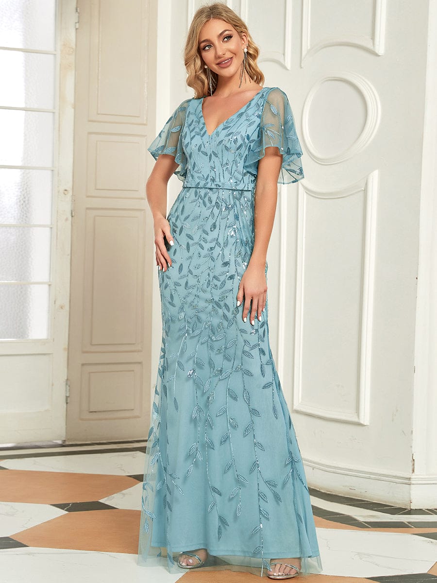 Ever-Pretty Échantillon de Sequins Feuille#Couleur_Bleu Fume