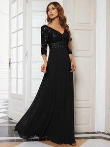 Robe de soirée noire pour fête d'automne et d'hiver 2024 #Style_EP00751BK