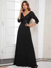 Robe de soirée noire pour fête d'automne et d'hiver 2024 #Style_EP00751BK