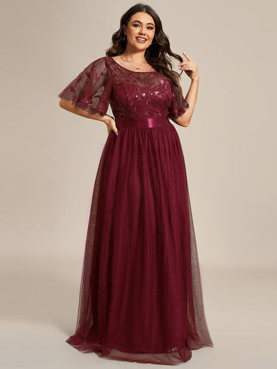 pretty SAPHIR|Robe de soirée brodée à manches courtes pour femmes de Grande taille